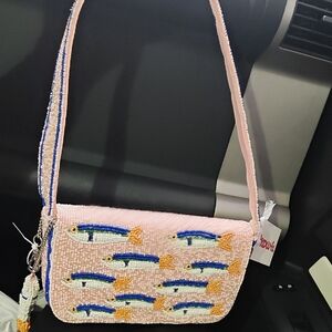 Pink Sardine Beaded Shoulder Bag